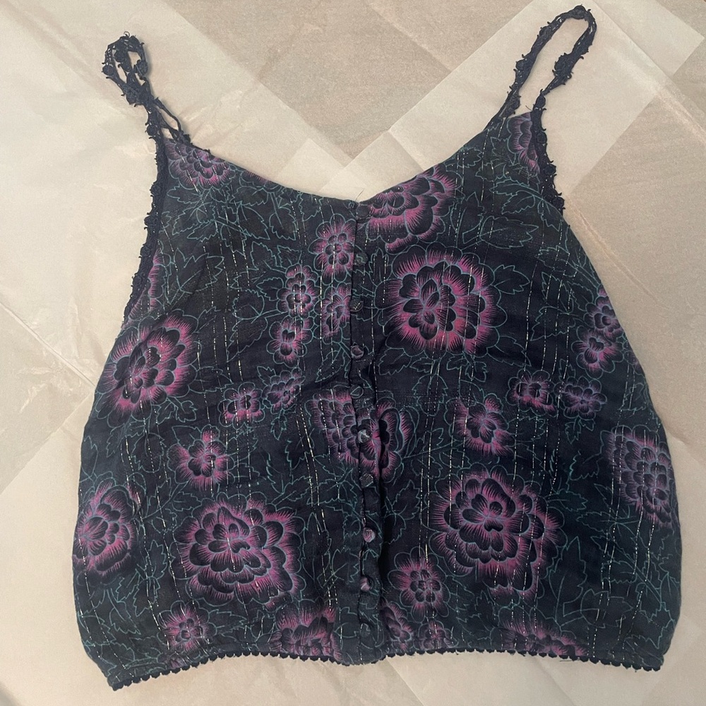 Free People floral top (faux button down) - L